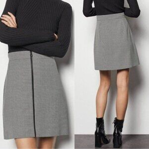 NWT Karen Millen Wool Mini Skirt Size 2 High Waisted Black White